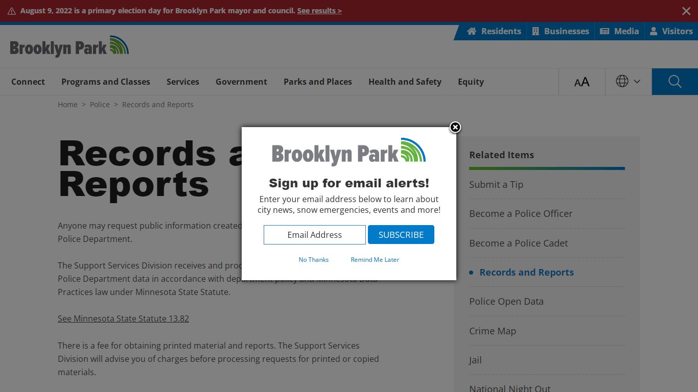 Records and Reports - Brooklyn Park